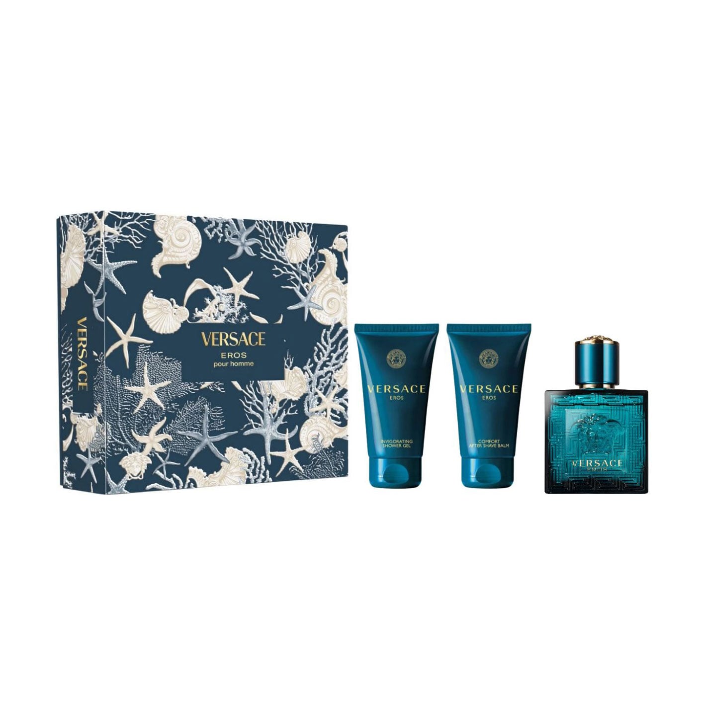 Парфумований набір чоловічий Versace Eros Set (гель для душу, 50 мл + бальзам після гоління, 50 мл + туалетна вода, 50 мл)